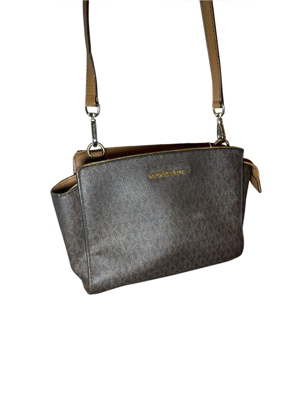 Michael Kors Selma small Messenger Crossbody Bag in brown logo-print design​ - Picture 3 of 14